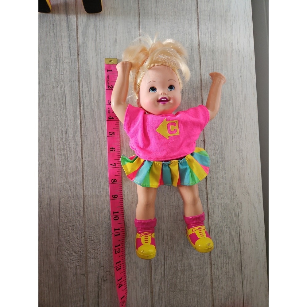 Mattel 90s Cheerleader Doll Blonde Hair Pink Shirt Colorful Skirt 14 Inch Toy - Picture 8 of 12